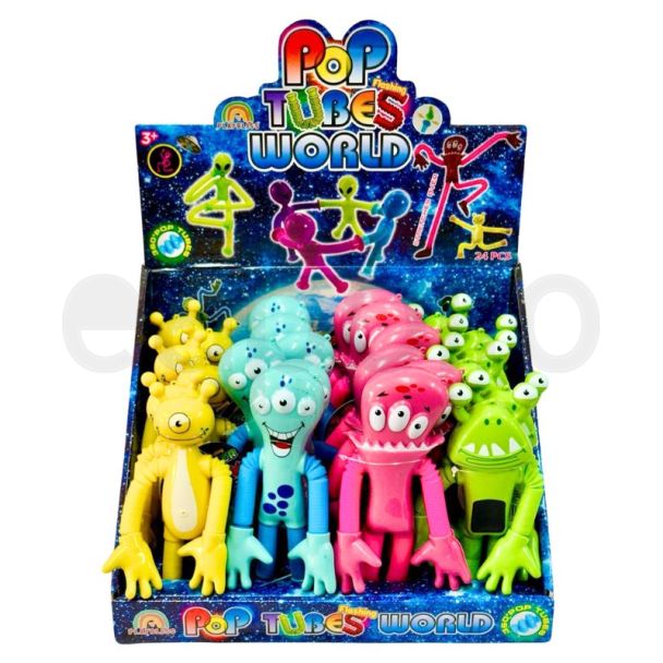 360° Pop Tubes Flashing Monster Toys - Assorted