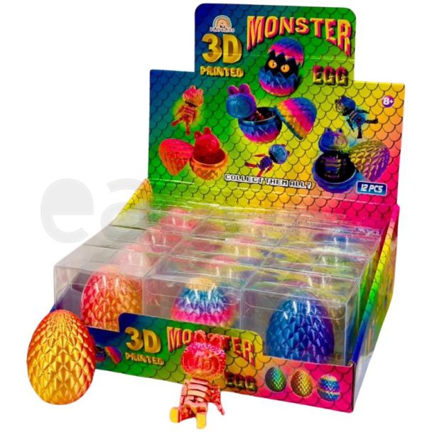 3D Printed Monster Egg With 3D Monster - Assorted 