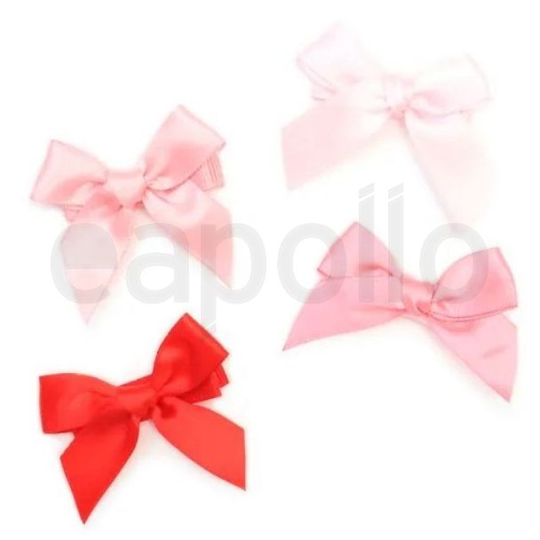 4pcs Pink Satin Hair Bows with Beak Clip - 5.5cm