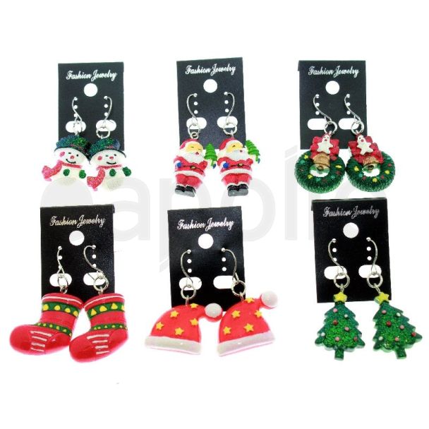 Christmas Themed Earrings Assorted (Pack of 12)