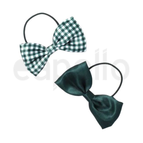 2pcs Bottle Green Hair Bow With Elastic - 8.5cm