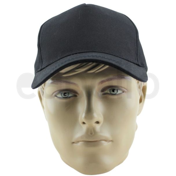 Adults 100% Cotton Baseball  Cap - Black (58cm)