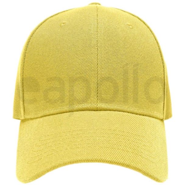 Adults 6 Panel Plain Baseball Cap With Adjustable Velcro Strap - Bright Yellow