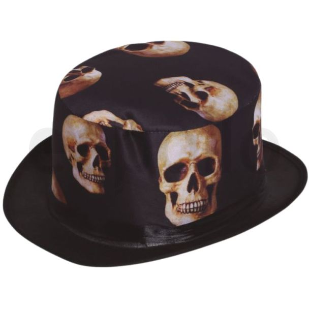 Black Skull Design Top Hat