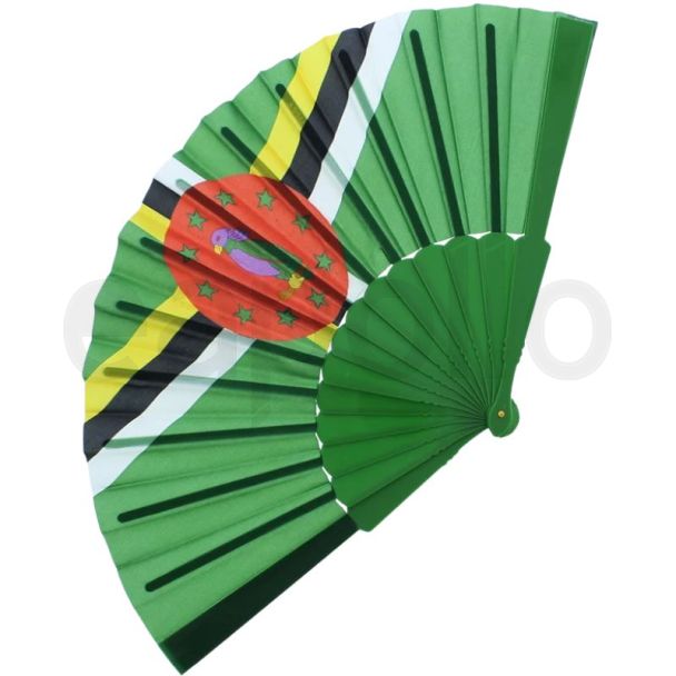Dominica Flag Folding Hand Fan - 23cm