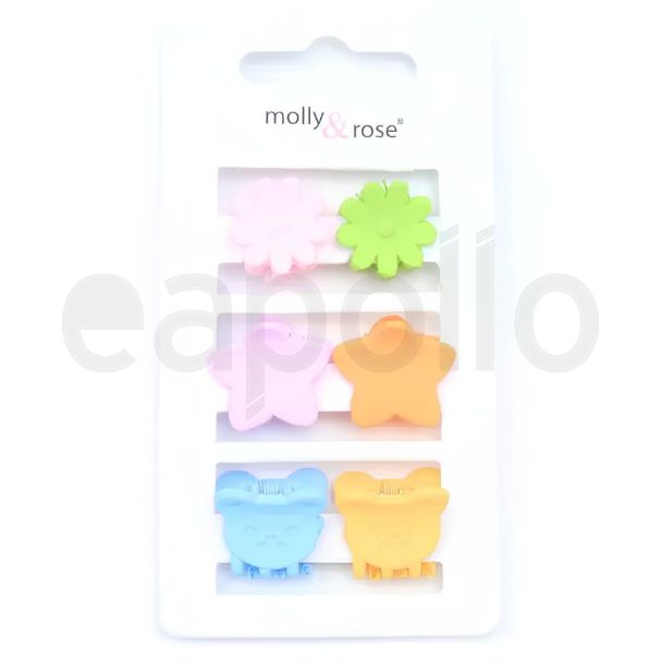 Flower Shaped Mini Hair Clamps - Assorted - 2cm