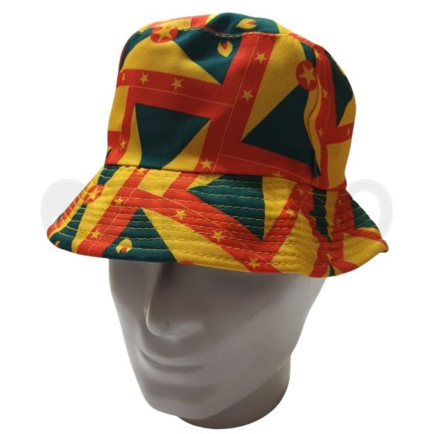 Adults 100% Cotton Grenada Flag Design Bucket Hat