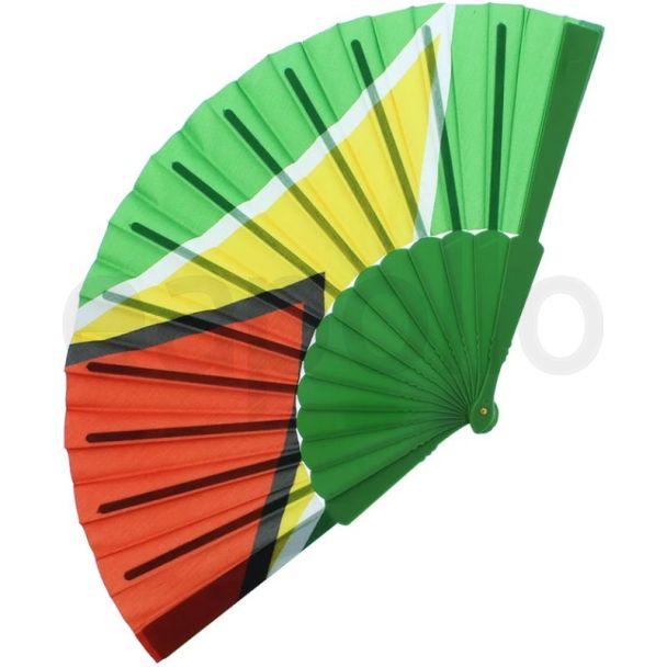 Guyana Flag Folding Hand Fan - 23cm