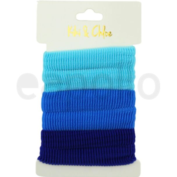6pcs Blue Jersey Hair Elastics - 1.5cm x 7cm