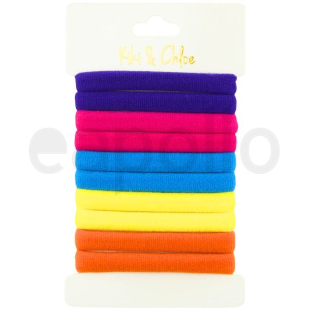 10pcs Bright Jersey Hair Elastics - 1cm x 7cm