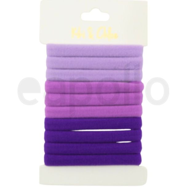 10pcs Purple Jersey Hair Elastics - 1cm x 7cm
