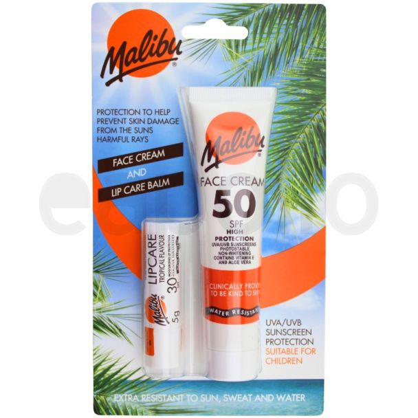 Malibu SPF 30 Lip Care Balm & SPF 50 Face Cream 2pcs Set