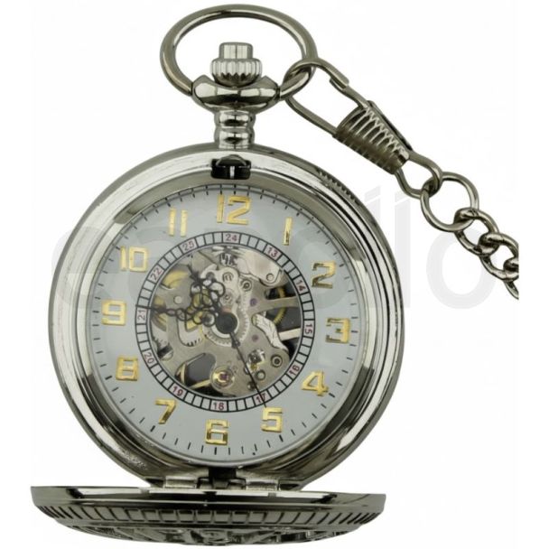 Mechanical Pocket Watch  - Silver