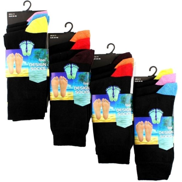 Men's Black Coloured Toes & Heels Socks - Fresh Feel (3 Pair Pack) 
