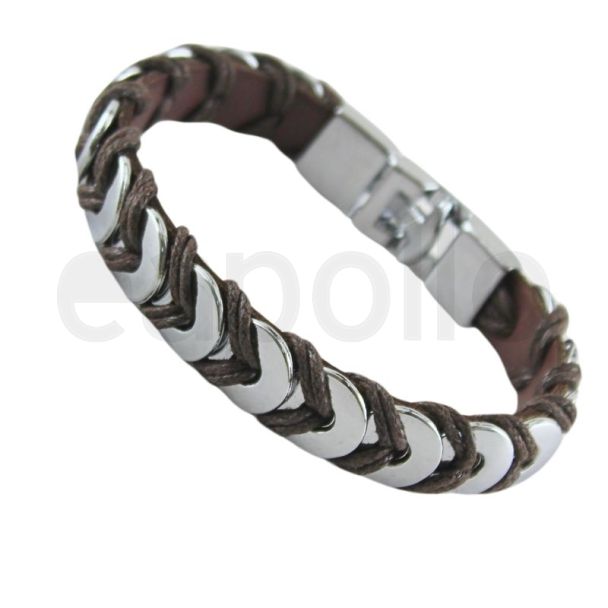 Men's Stainless Steel Plaited Rope Bracelet 
