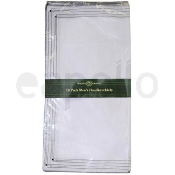 Men's Cotton Blend White Handkerchiefs with Colour Border - Pack of 10