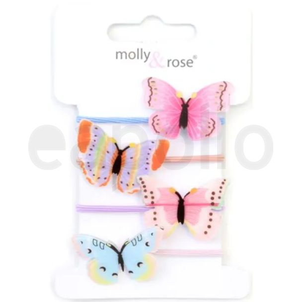 4pcs Butterfly Hair Elastics - Assorted - 2mm x 3cm