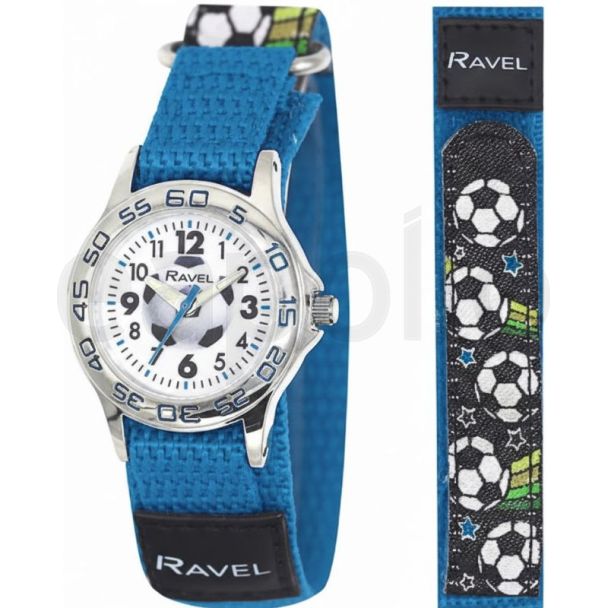 Ravel Children Velcro Strap Watch - Blue Football 