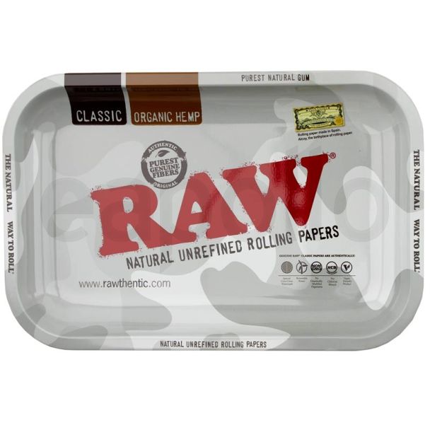 RAW Arctic Camo Metal Rolling Tray - 28 x 18cm