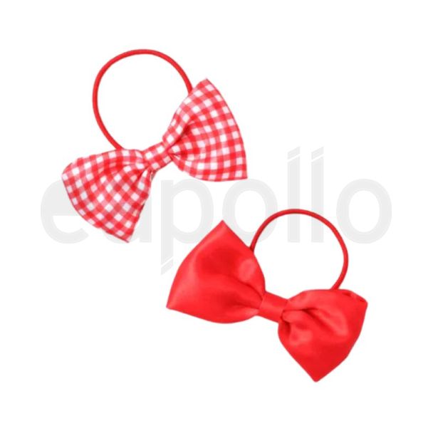 2pcs Red Hair Bow With Elastic - 8.5cm