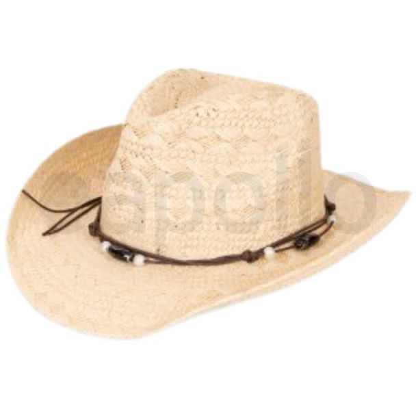 Shapeable Straw Cowboy Hat with Inner Elastic - Natural - 59cm