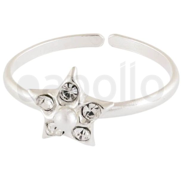 Sterling Silver Pearl Star Design Adjustable Toe Ring