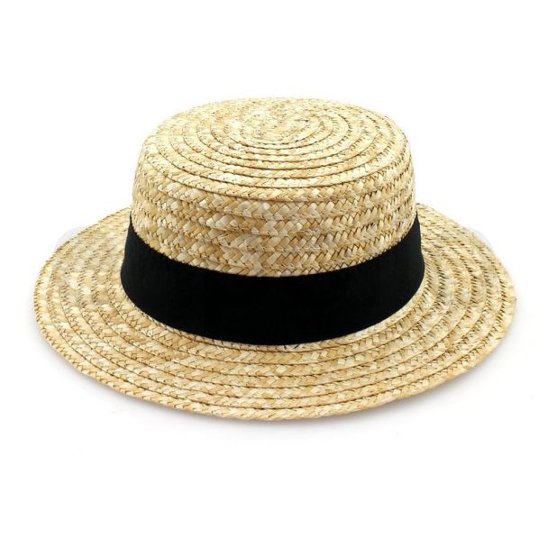 Straw Hat With A Black Band - 57cm