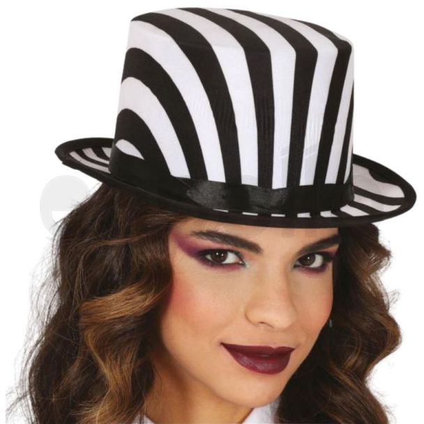 Striped Top Hat - Black & White
