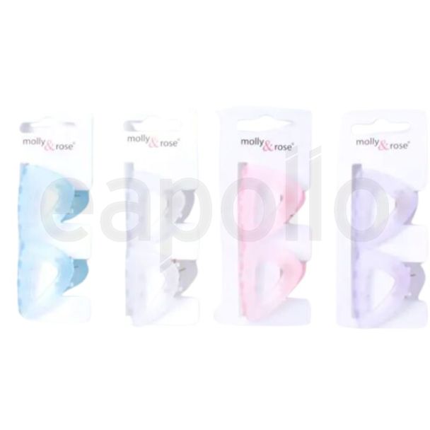 2pcs Triangle Translucent Plastic Hair Clamps - Assorted - 4cm