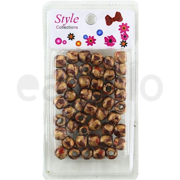 46pcs Brown Leaf Design Wooden Hair Braiding Beads