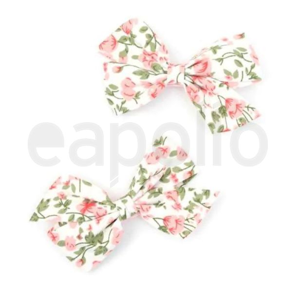 Floral Print Hair Bow with Beak Clip - 7.5cm