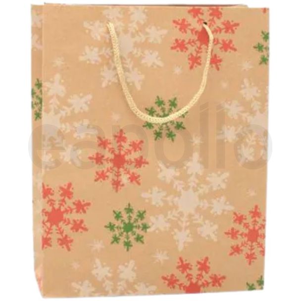 Christmas Snowflake Kraft Gift Bag - 24x19x8cm