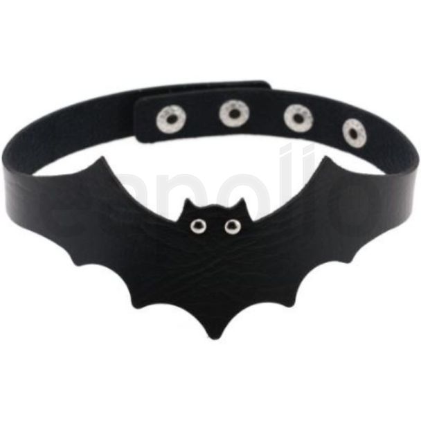 Vegan Leather Bat Shape Neckband