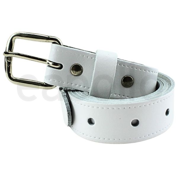 Men's Genuine Leather Belts 1" Wide - White (Large)
