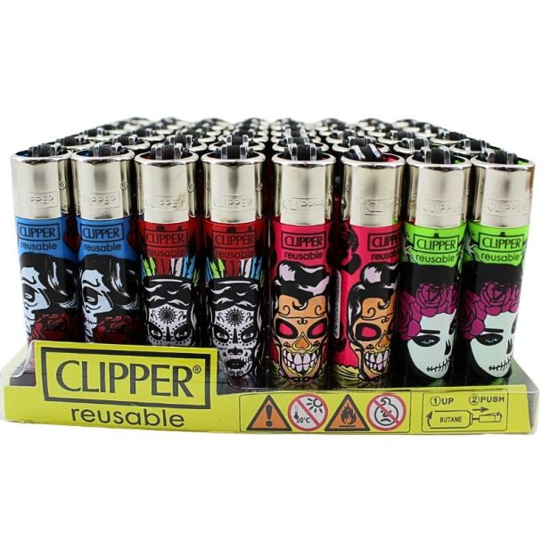 Wholesale Clipper Reusable Lighters "Calaca" Design - Assorted 