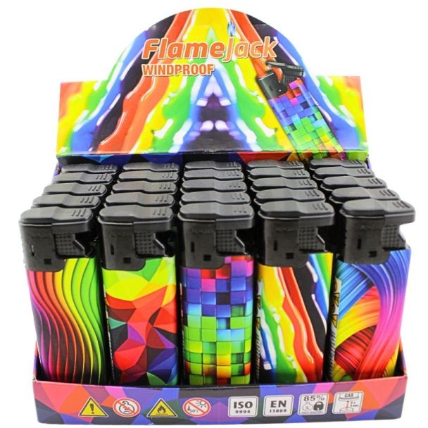 Wholesale Flamejack Windproof Lighters "Multi Colour Design"- Assorted