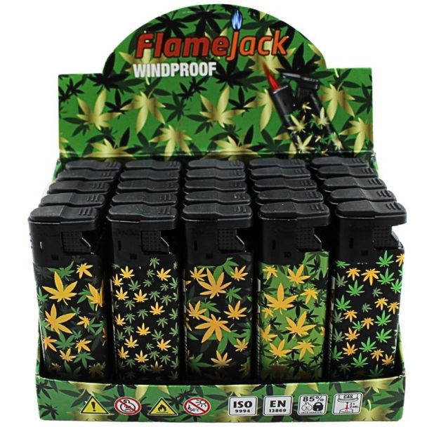 Wholesale Flamejack Windproof Lighters "Multi Leaf Design"- Assorted