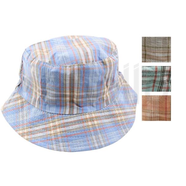 Reversible Bucket Hat Tartan Design - Assorted Colours