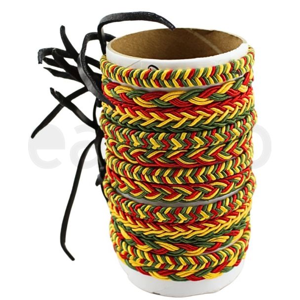 Wholesale Leather Bracelet - Rasta Design B (12 Pieces)