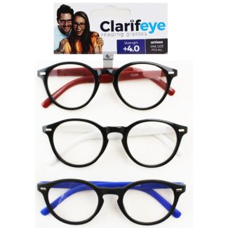Clarifeye Reading Glasses +4.0 - Assorted Colours 