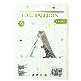 16" Letter "A" Air filled Foil Balloon - Silver