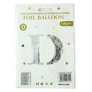 16" Letter "D" Air filled Foil Balloon - Silver