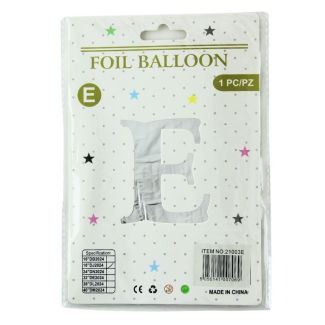 16" Letter "E" Air filled Foil Balloon - Silver