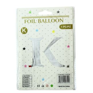 16" Letter "K" Air filled Foil Balloon - Silver