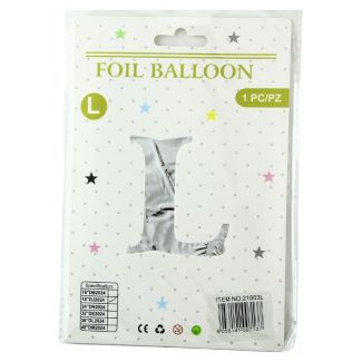 16" Letter "L" Air filled Foil Balloon - Silver