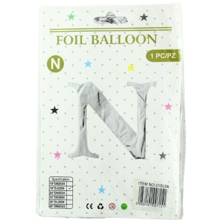 16" Letter "N" Air filled Foil Balloon - Silver