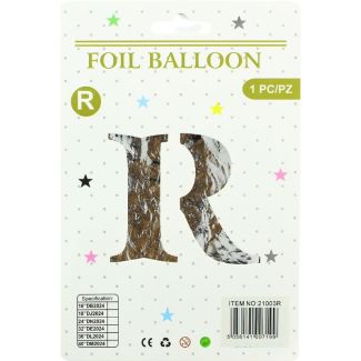 16" Letter "R" Air filled Foil Balloon - Silver