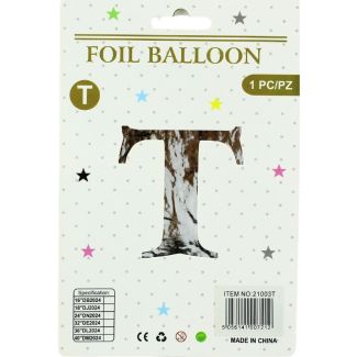 16" Letter "T" Air filled Foil Balloon - Silver