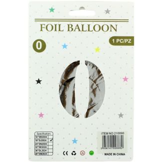 16" Number "0" Air filled Foil Balloon - Silver