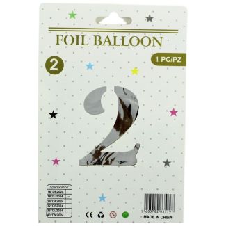 16" Number "2" Air filled Foil Balloon - Silver